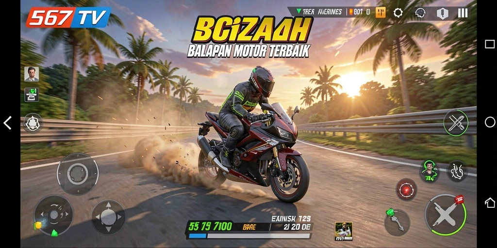 Screenshot 567TV menunjukkan aksi balapan motor yang seru dan mendebarkan.