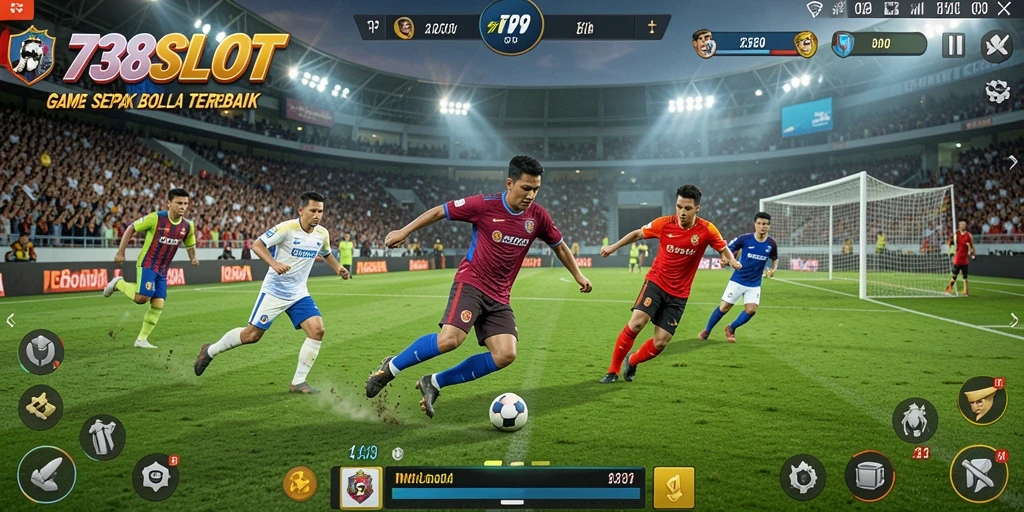 Tampilan seru dari gameplay 738SLOT dengan keseruan sepak bola.