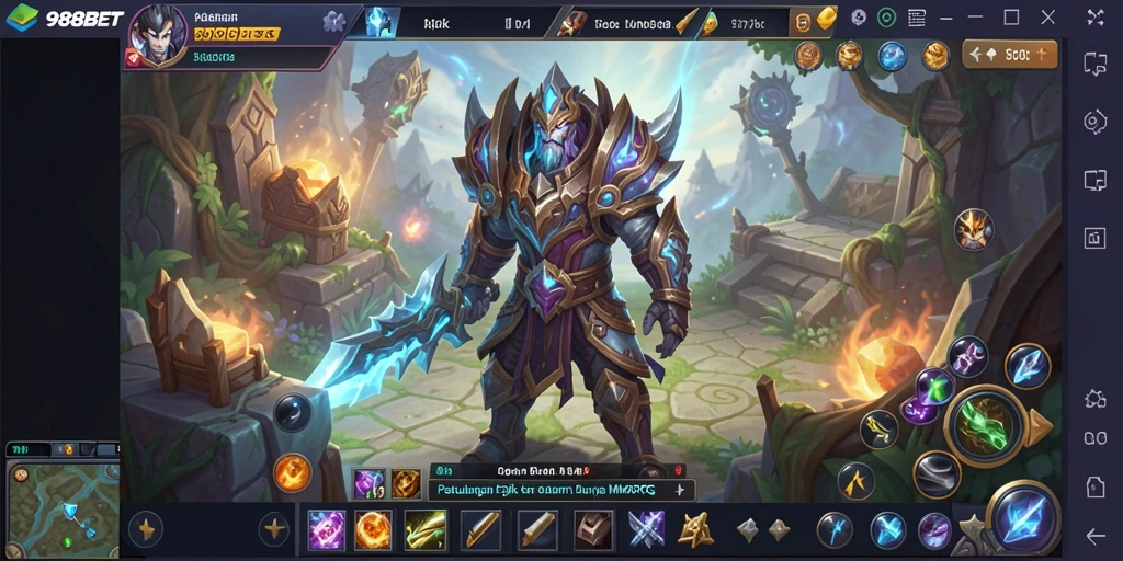 Tangkapan layar dari gameplay <strong>988BET</strong> yang menampilkan pertarungan anggotanya di dunia fantasi.