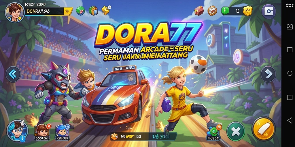 Tangkapan layar DORA77 menunjukkan gameplay Arcade yang mengasyikkan.