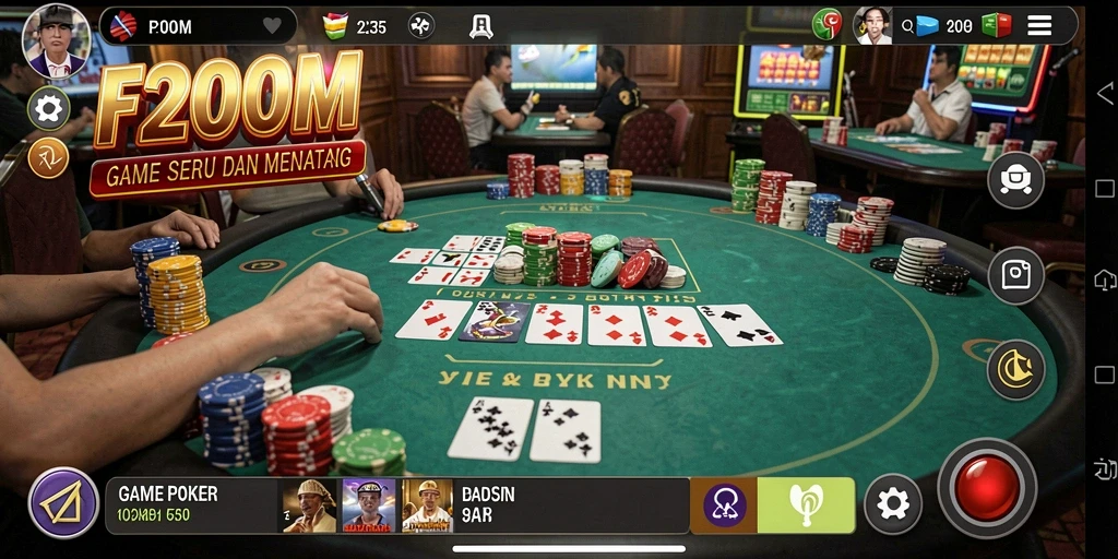 Tampilan gameplay menarik dalam aplikasi Poker F200M.