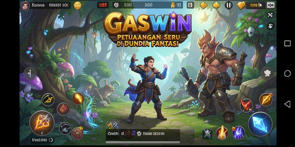Tangkapan layar utama GASWIN menampilkan aksi petualangan yang mendebarkan.