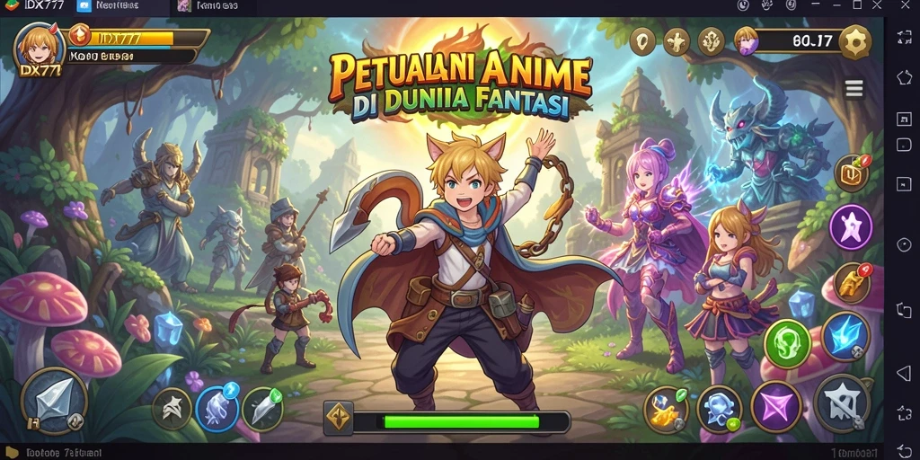 Tampilan menarik dari gameplay IDX777 dengan karakter anime yang dinamis.