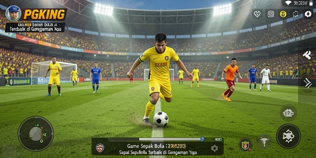 Screenshot PGKING menampilkan aksi intens dalam permainan sepak bola.