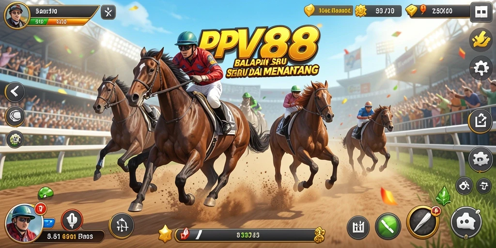 Tampilan gameplay seru dari PPV88 dengan mobil balap kencang.