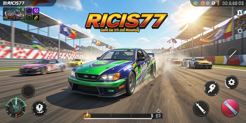 Tampilan menarik dari gameplay RICIS77 dengan aksi balap intens.