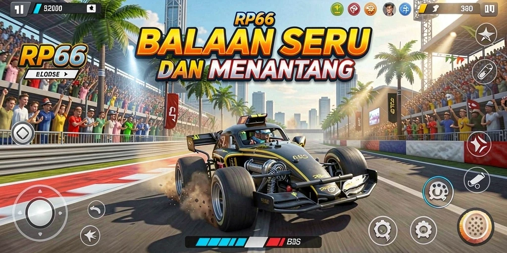Screenshot menampilkan aksi balapan cepat dan kendaraan yang stylish.