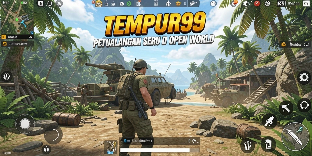 Screenshot gameplay TEMPUR99 yang menampilkan eksplorasi dunia Open World.